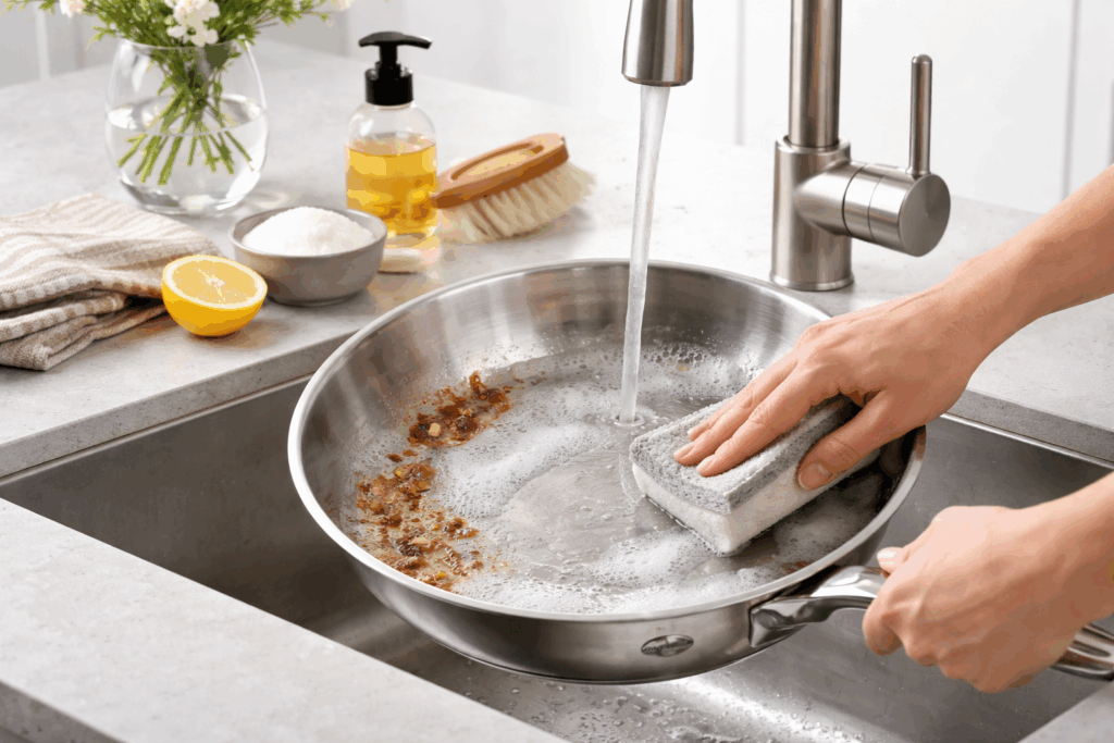 RVS pan schoonmaken Demeyere