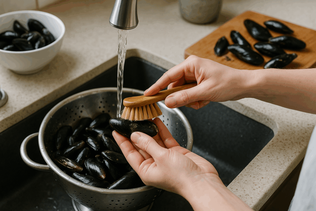 Mosselen schoonmaken