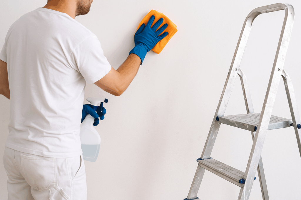 Muur schoonmaken voor verven