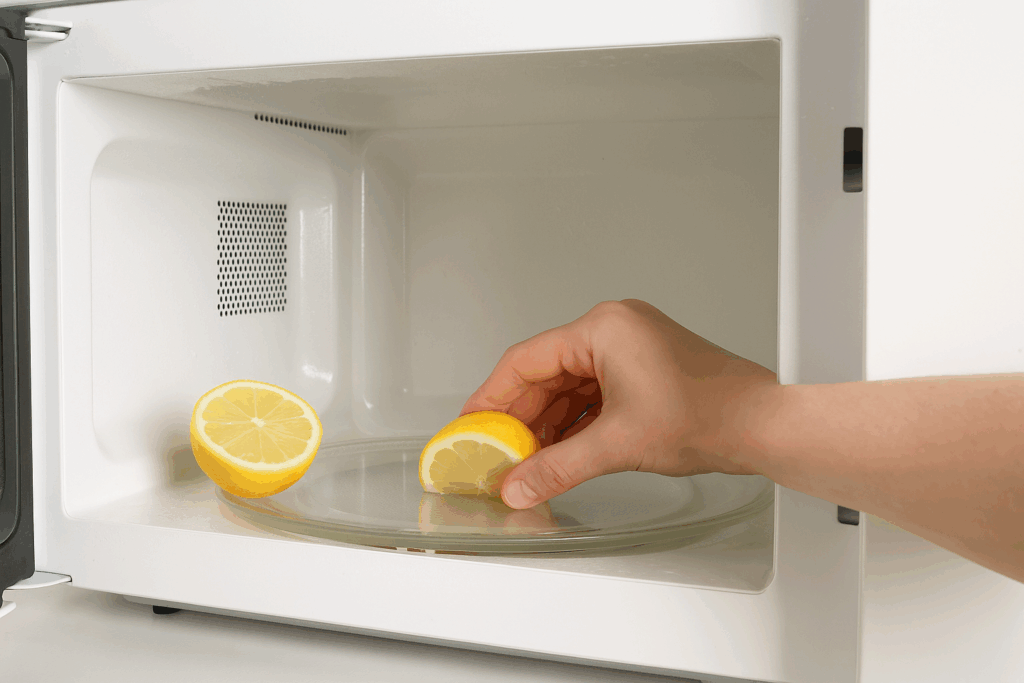 Magnetron schoonmaken met citroen