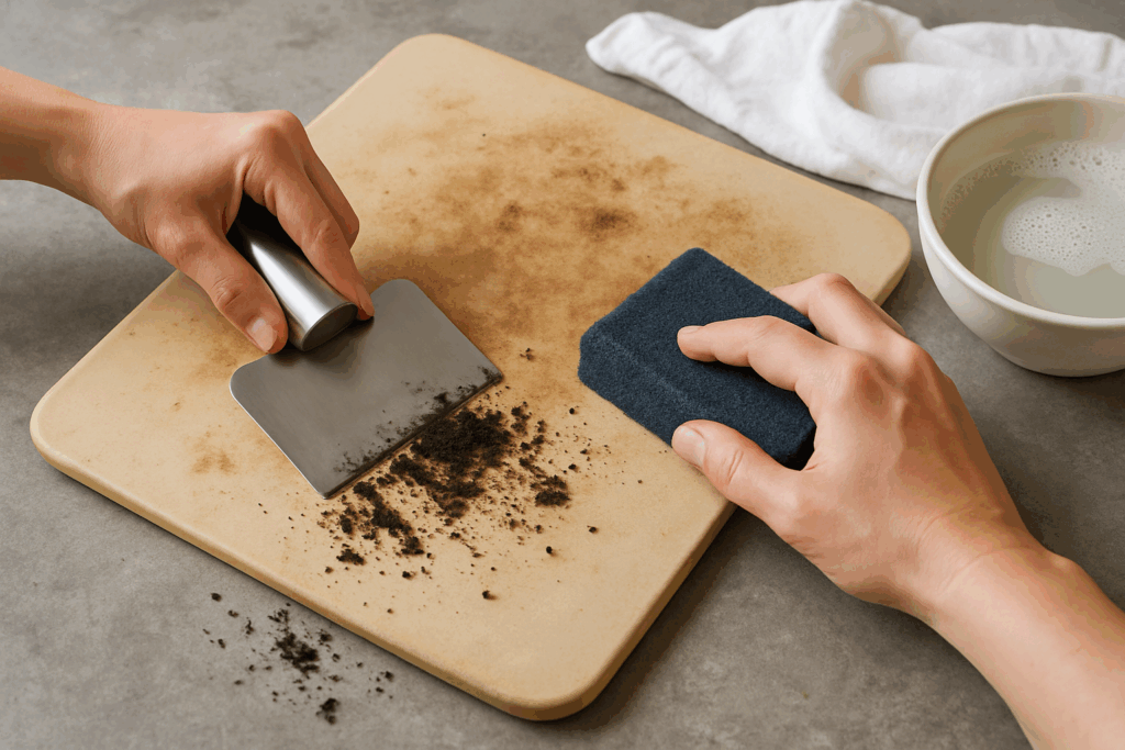 Pizzasteen schoonmaken