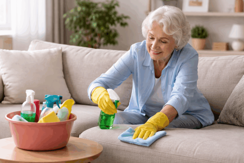 Stoffen bank schoonmaken – Oma