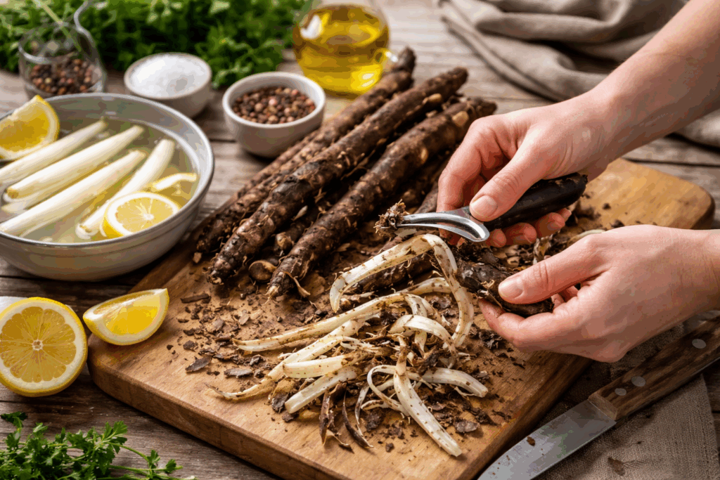 Schorseneren schoonmaken