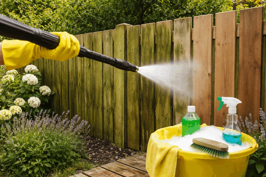 Schutting schoonmaken