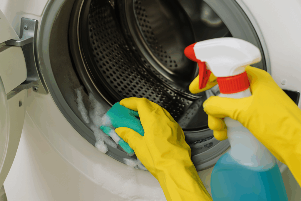 Rubber wasmachine schoonmaken