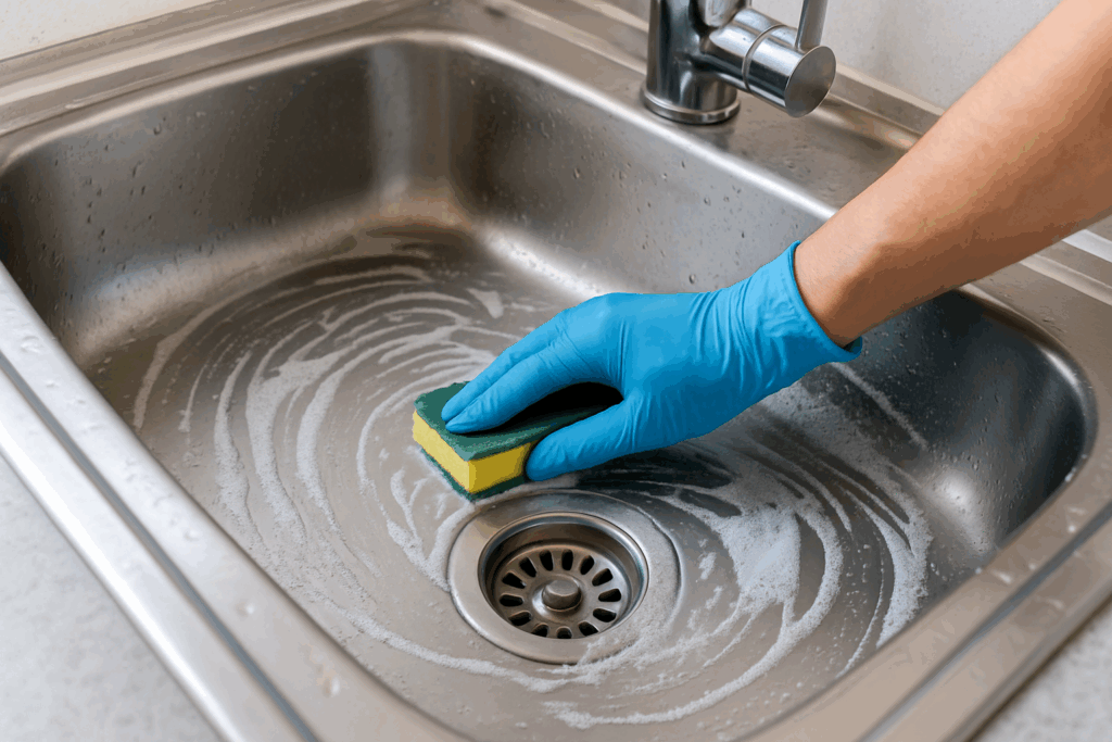 RVS spoelbak schoonmaken