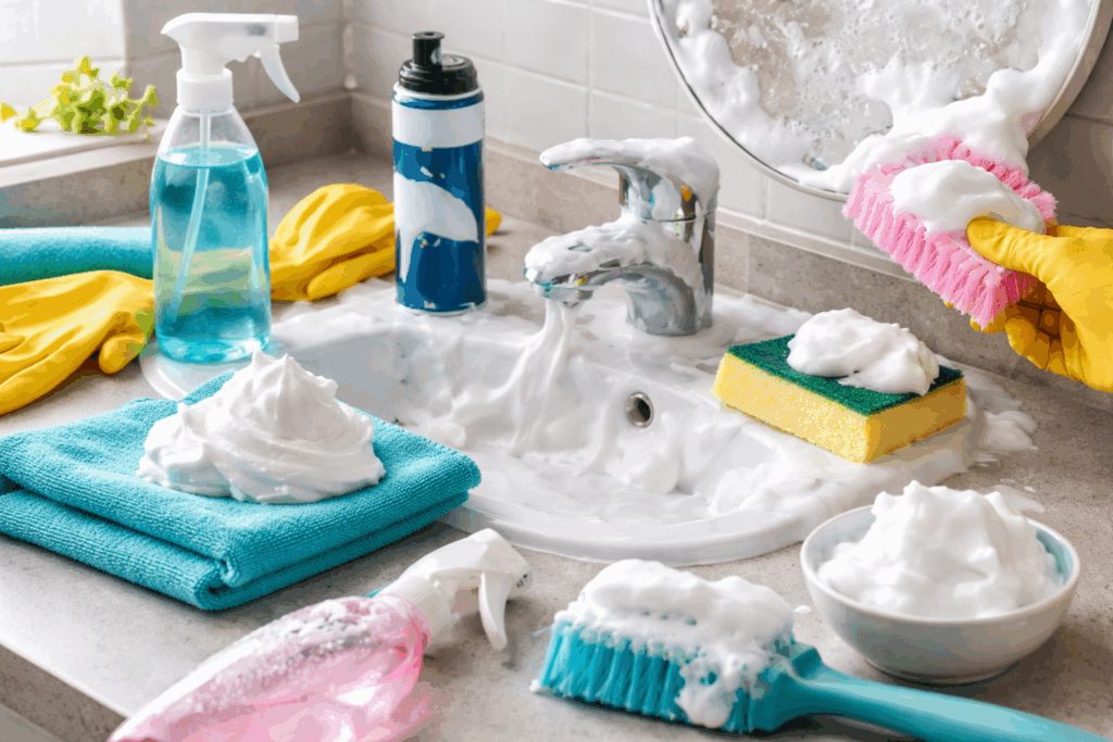 Schoonmaken met scheerschuim