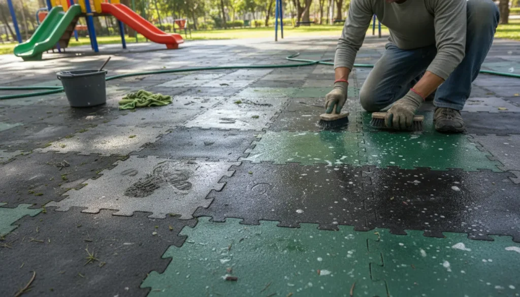 Schoonmaken rubber tegels: zo krijg je ze weer fris, stroef en netjes