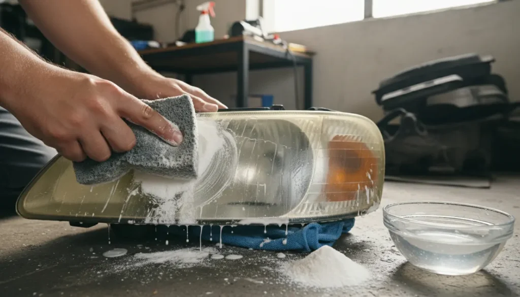 Koplampen schoonmaken met baking soda: zo krijg je ze weer helder zonder gedoe