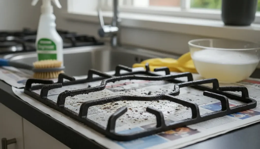 Gasfornuis pannendrager schoonmaken: zo krijg je roosters weer vetvrij (zonder gedoe)